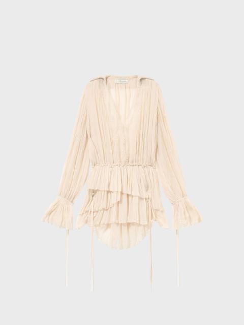 FLOUNCED PLEATED GEORGETTE DRESS