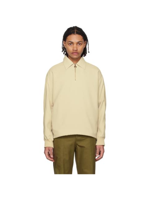 SOLID HOMME Beige Loose-Fit Half-Zip Sweatshirt