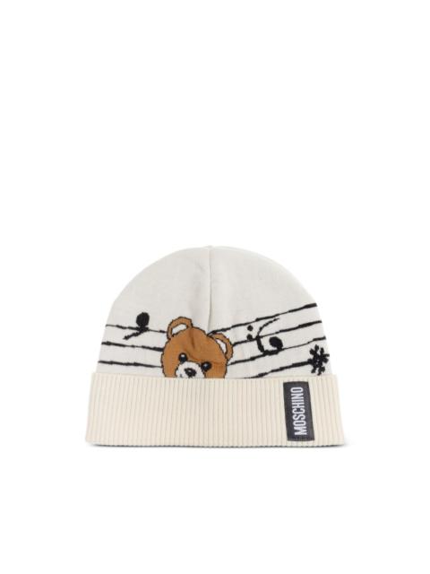Moschino teddy-bear musical-note beanie