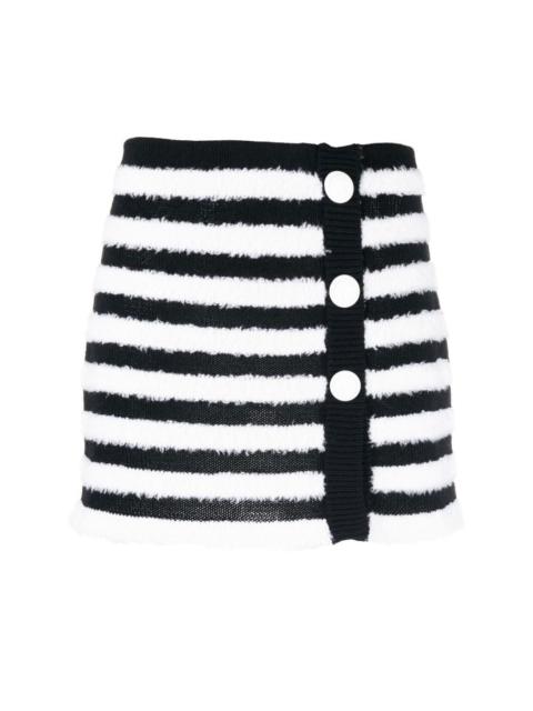 striped knitted button-up skirt