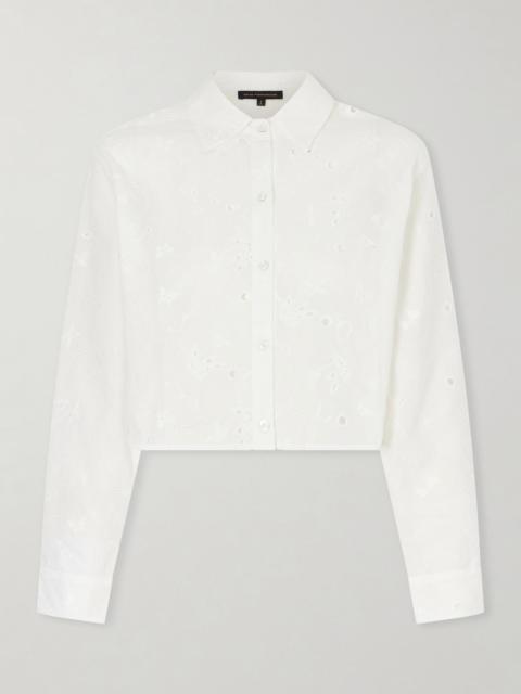 KIKI DE MONTPARNASSE Simone cropped broderie anglaise cotton shirt Ivory