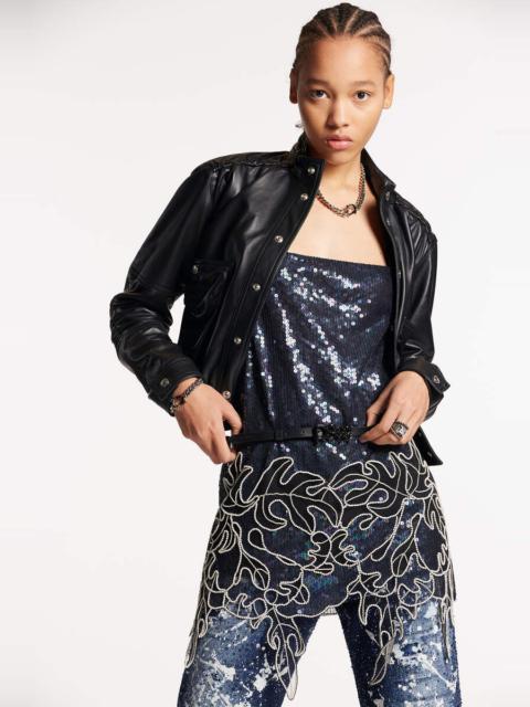 DSQUARED2 PEARLS FLOWERS TRIM DRESS