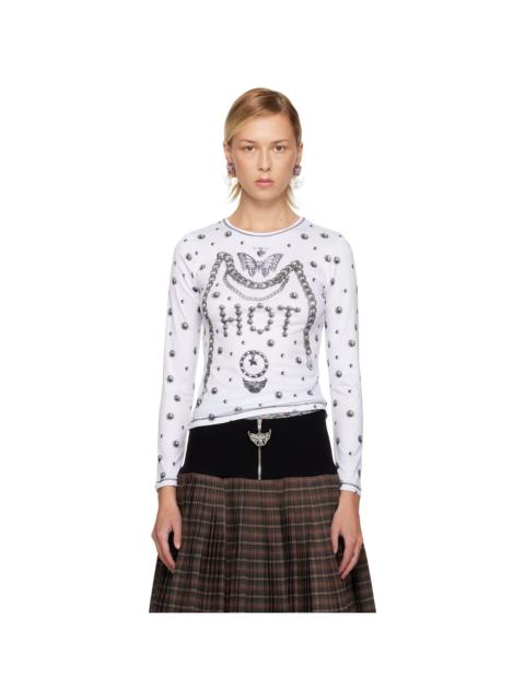 Chopova Lowena White 'HOT' Fitted Jersey T-shirt