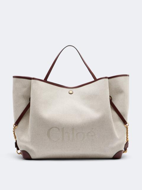 Chloé Chloé Clover leather-trimmed canvas tote bag