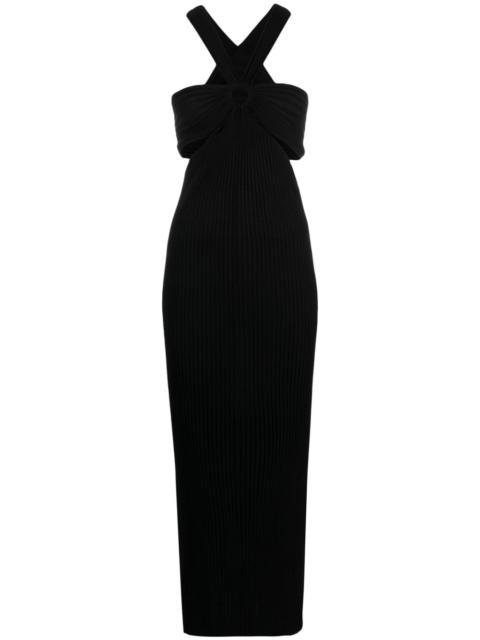 ba&sh gathered ribbed-knit maxi dress
