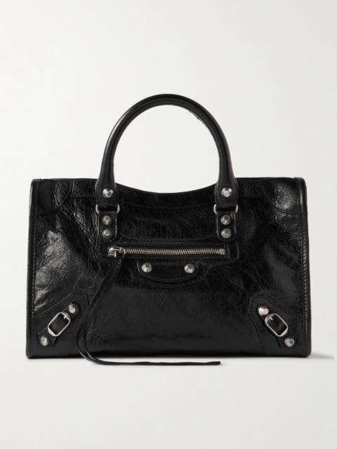 BALENCIAGA Le City Small Embellished Textured-leather Tote