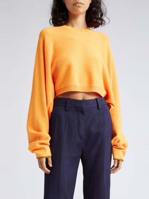 Victoria Beckham Asymmetric Stretch Cashmere Crop Sweater