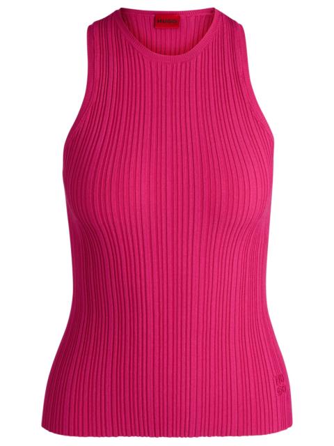 HUGO SLEEVELESS RACER-BACK TOP IN RIBBED CREPE FABRIC