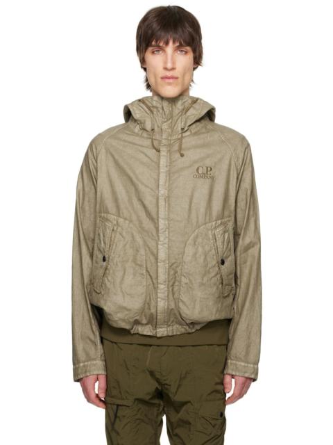 C.P. Company Khaki Lino Wax Goggle Jacket