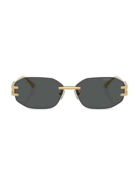 VERSACE Men's 58MM Oval Sunglasses - Dark Grey