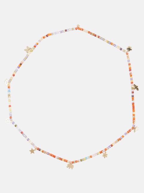 SYDNEY EVAN 14kt gold beaded charm bracelet with zircon
