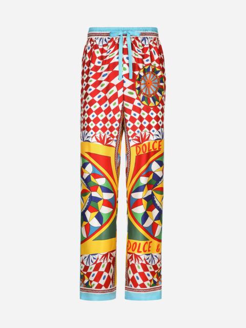 Dolce & Gabbana Carretto-print silk twill jogging pants