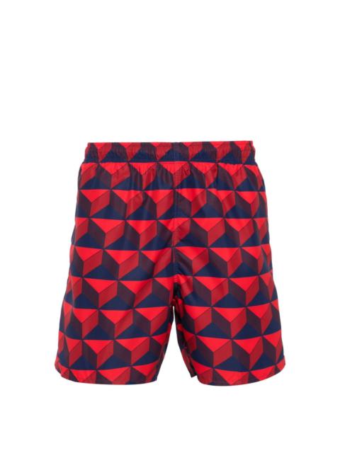 LACOSTE logo-patch geometric-pattern swim shorts