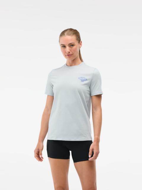 HOKA Women's Motion Party CTN SS Tee Shirt in Mineral Blue