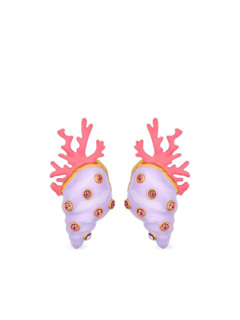 Oscar de la Renta coral shell earrings