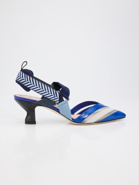FENDI Women's Colibri Iconic 55MM Leather Slingback Pumps - Blue Smoke