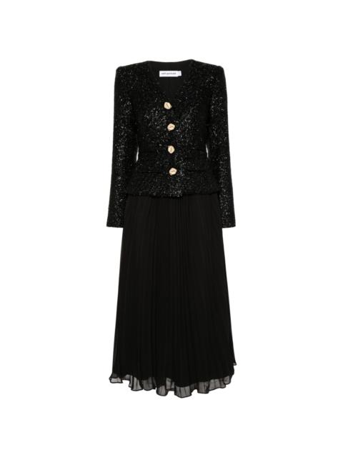 bouclé chiffon midi dress