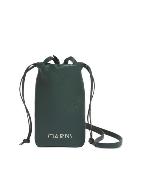 Marni drawstring logo-embroidery pouch