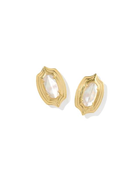 KENDRA SCOTT Ellie Stepped Frame Gold Stud Earrings