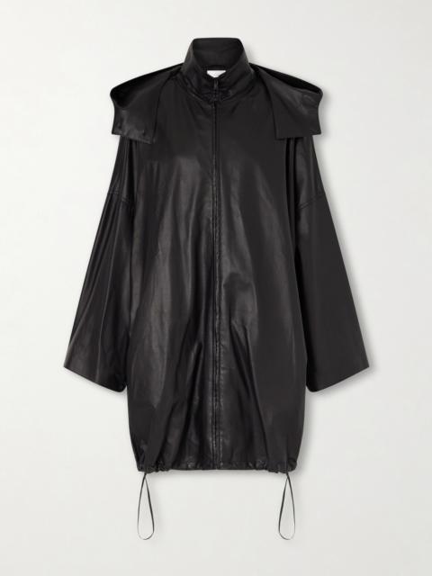 The Row Cassandre Leather Hooded Coat