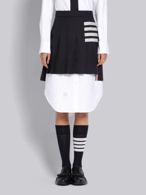 Thom Browne Navy Plain Weave Mini Pleated 4-Bar Skirt