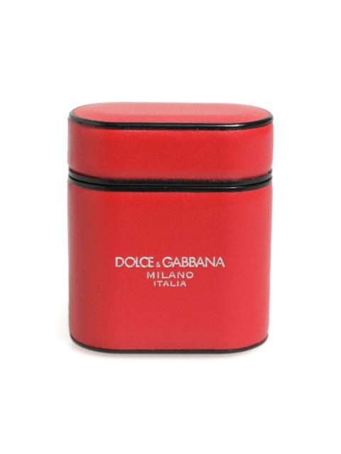 Dolce & Gabbana logo-print leather AirPods case
