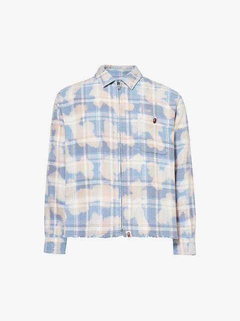 Checked abstract-pattern cotton shirt