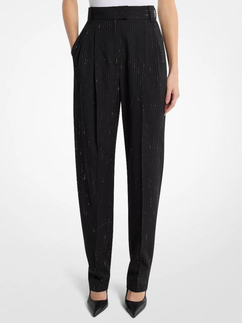 MICHAEL KORS COLLECTION Dru Pleated Pinstriped Sequin Stretch Wool Trousers