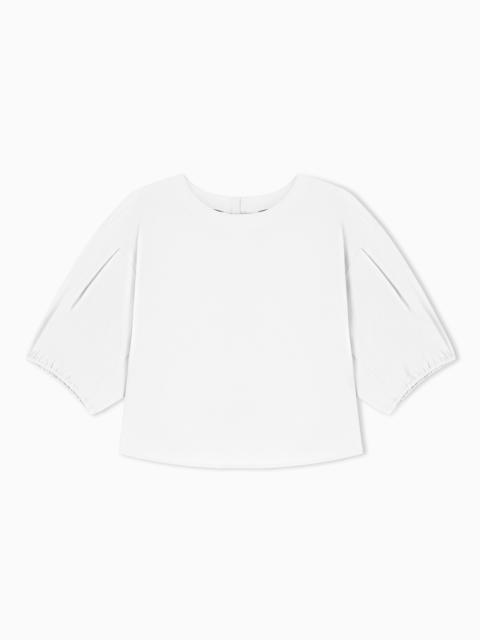 EMPORIO ARMANI POPLIN BLOUSE WITH PUFFED SLEEVES