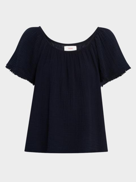 XÍRENA Macie Fringe-Trim Cotton Gauze Top