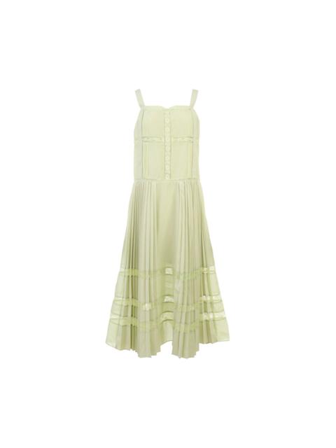3.1 Phillip Lim Pleated Lace Trim Midi Dress