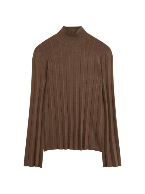 JOSEPH Women's Silk-Blend Plissé Sweater - Brown