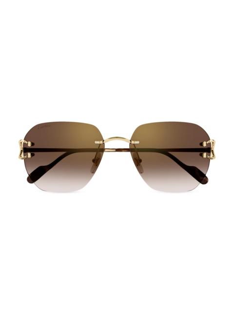 Cartier Women's C Décor 58MM Square Sunglasses - Gold Havana