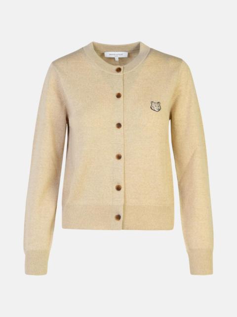 'BOLD FOX HEAD' BEIGE WOOL CARDIGAN