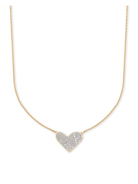 KENDRA SCOTT Large Heart 14k Yellow Gold Pendant Necklace in White Diamond