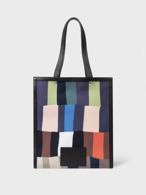Paul Smith 'Overlapping Check' Leather Trim Tote Bag