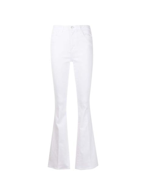 White high-rise flared jeans