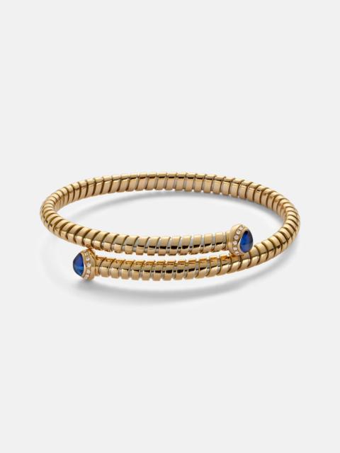Marina B 18kt yellow gold bangle with blue sapphires and diamonds