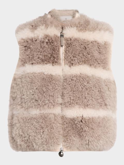 Brunello Cucinelli Striped Cashmere Goat Shearling Vest
