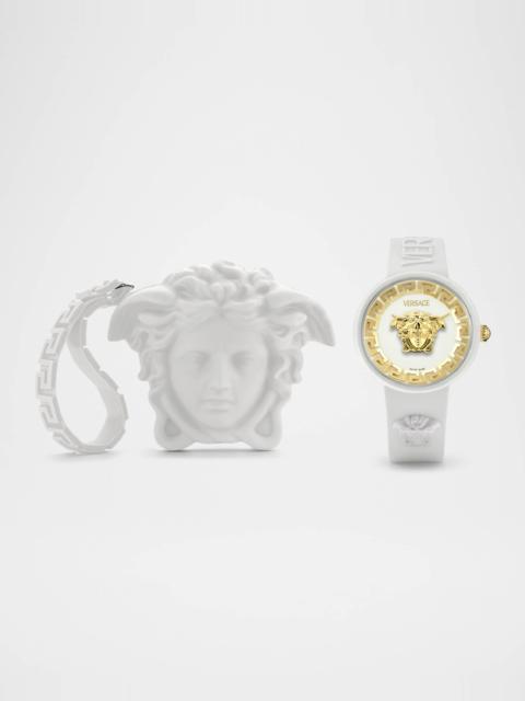 VERSACE Men's Medusa Pop White Silicone Watch with Pouch, 39mm