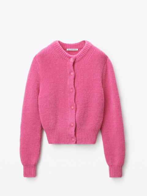 Alexander Wang CREWNECK CARDIGAN IN EYELASH WOOL