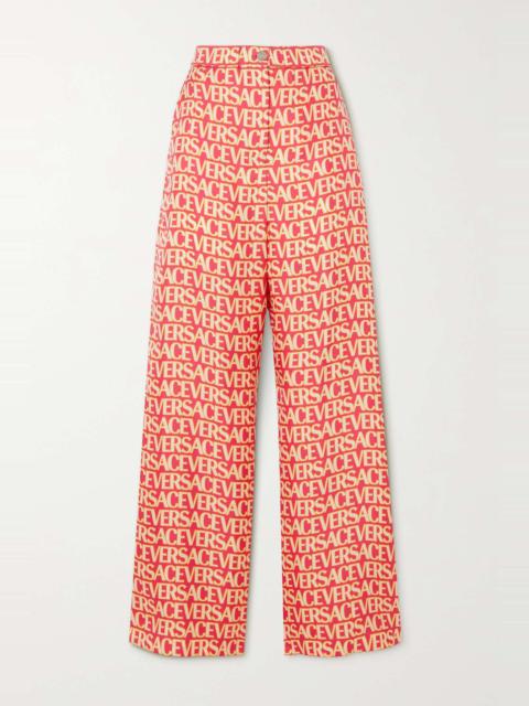 VERSACE Printed silk-twill wide-leg pants | REVERSIBLE