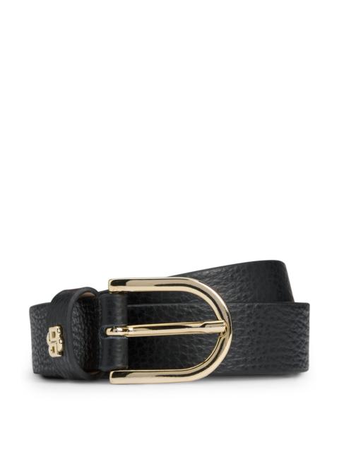 BOSS GRAINED-LEATHER BELT WITH DOUBLE B MONOGRAM