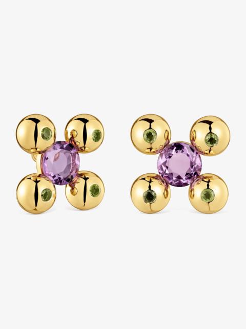TOUS Short Earrings with 18K gold vermeil, amethyst and peridot Sugar Party