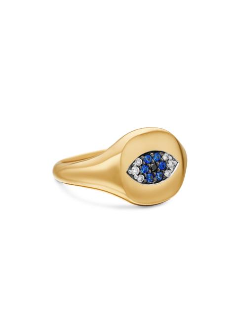 DAVID YURMAN Women's Cable Collectibles Evil Eye Pinky Ring in 18K Yellow Gold - Light Blue Sapphire