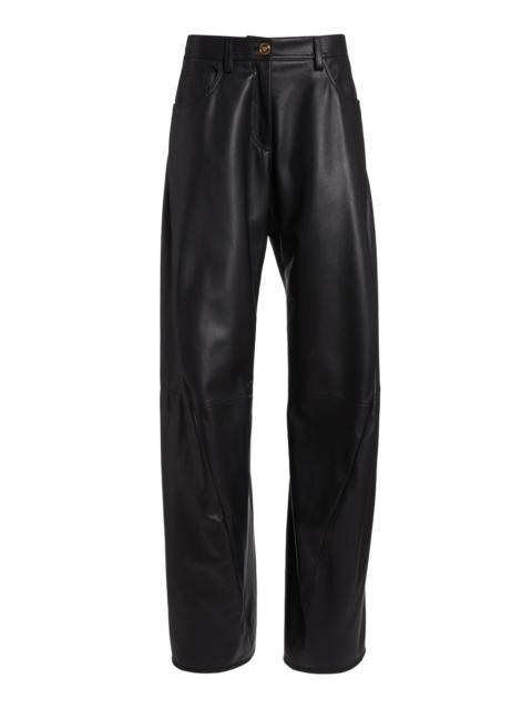 VERSACE Leather Straight-Leg Pants black