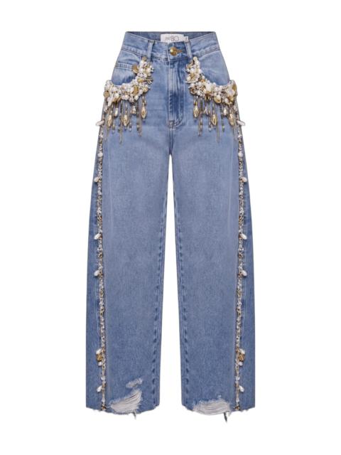 PatBO MARINA DENIM EMBROIDERED POCKET PANTS