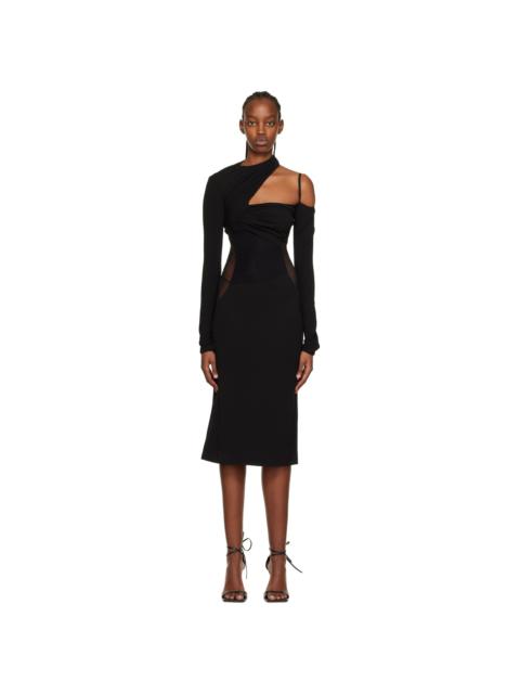NENSI DOJAKA Black Gathered Midi Dress