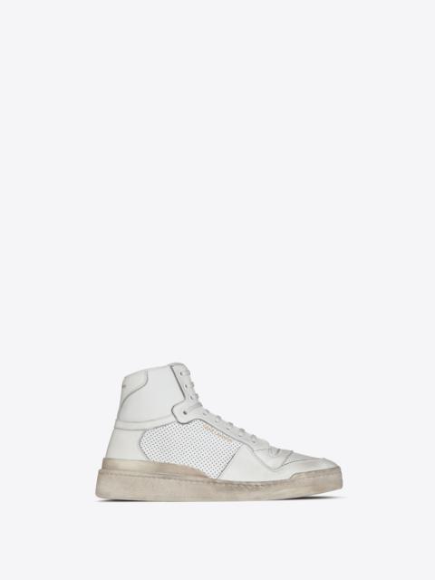 SAINT LAURENT sl24 mid-top sneakers in used-look leather