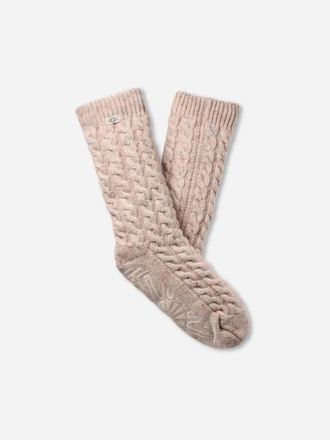 UGG ® Women's Elowyn Cable Knit Fleece Lined Acrylic Blend in Cream Confetti